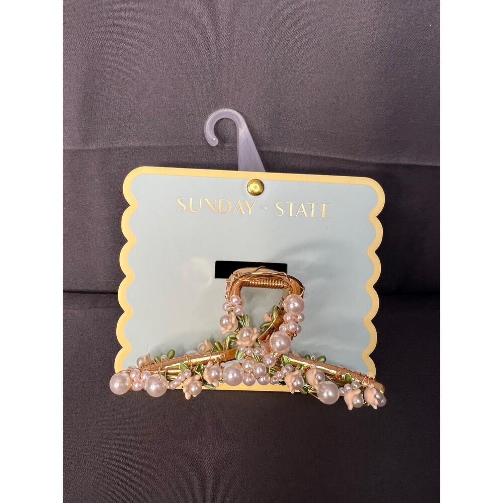 Sunday State Beaded Metal Claw Hairclip NIP